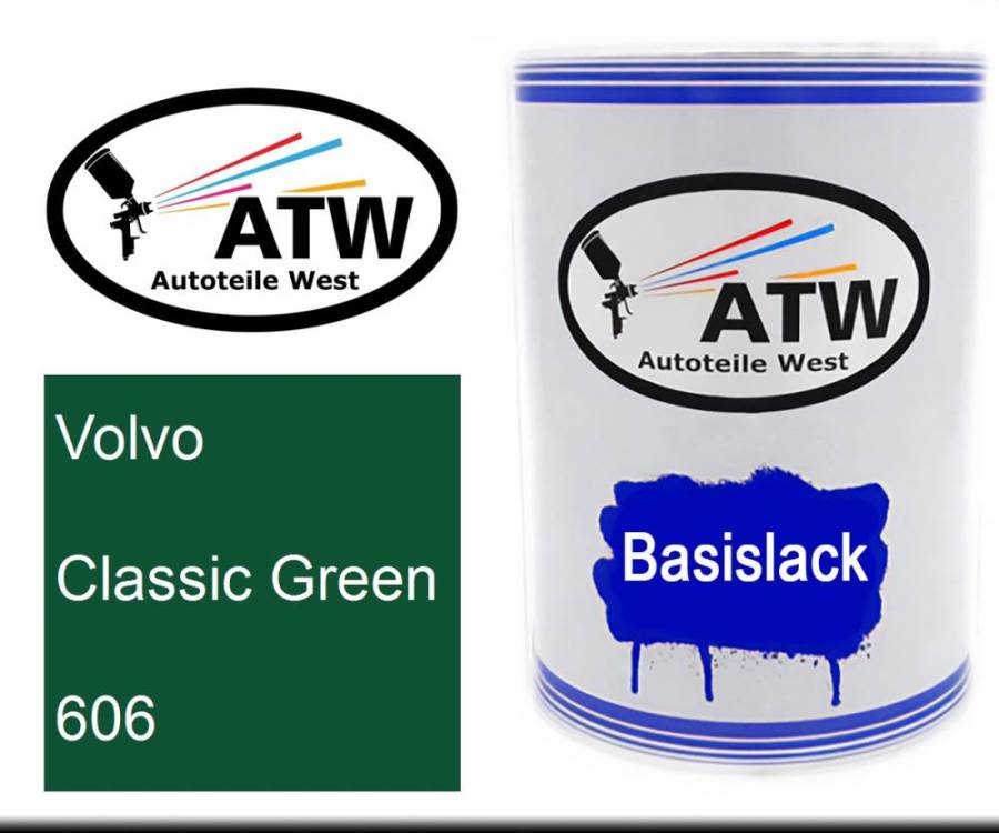 Volvo, Classic Green, 606: 500ml Lackdose, von ATW Autoteile West.